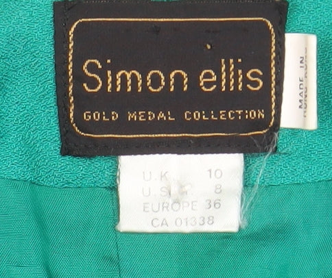 Simon Ellis Women’s Green Floral Suit Jacket UK 10 Short Sleeve Vintage Style
