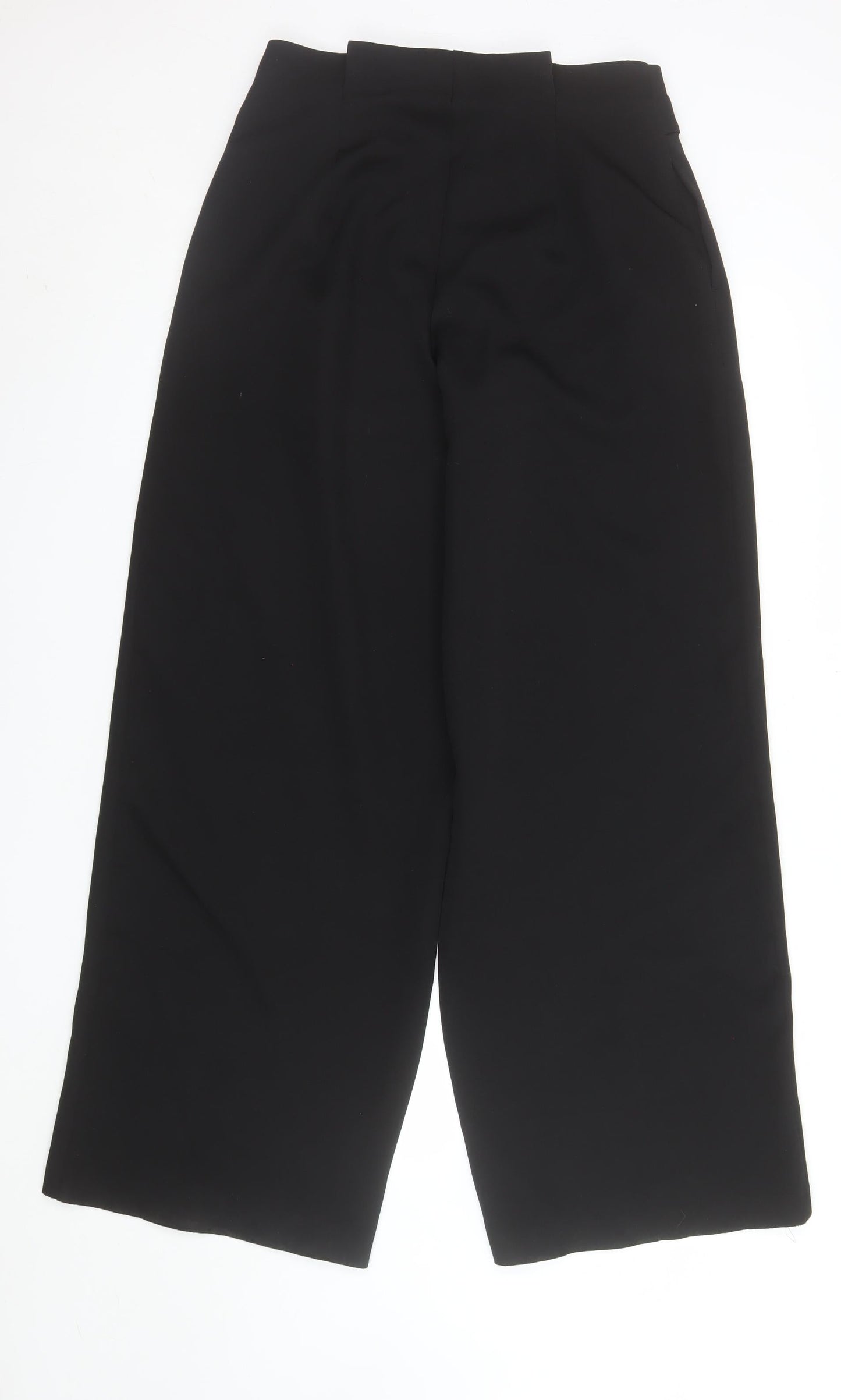 Lipsy Women Black High Waist Wide Leg Cropped Trousers Size 10