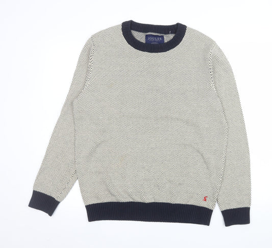 Joules Men’s Beige Cotton Crew Neck Jumper Size M Classic Knit