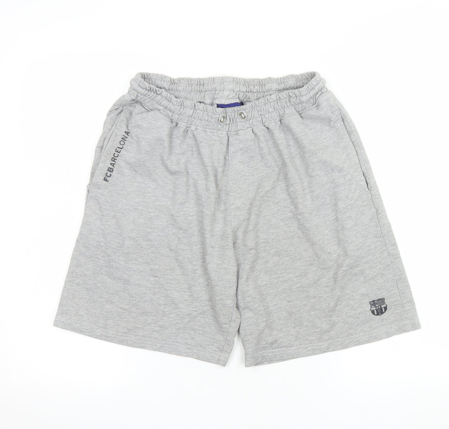 FC Barcelona Men's Grey Athletic Shorts M Regular Fit Elastic Waist