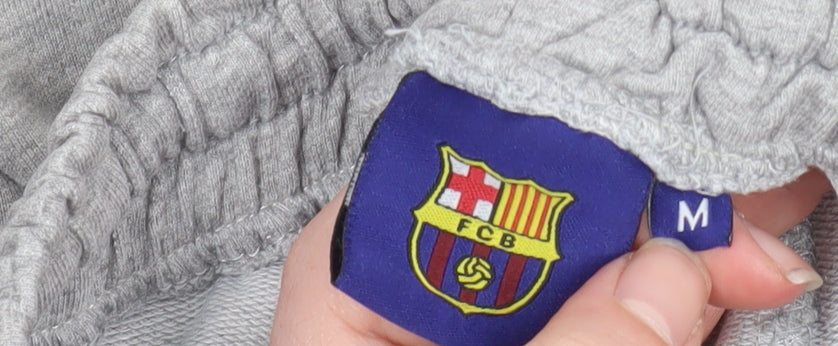 FC Barcelona Men's Grey Athletic Shorts M Regular Fit Elastic Waist