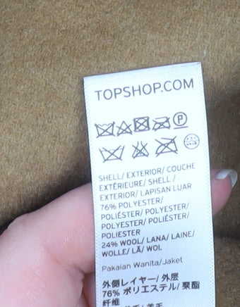 Topshop Women Beige Wool Blend Long Overcoat Size 12