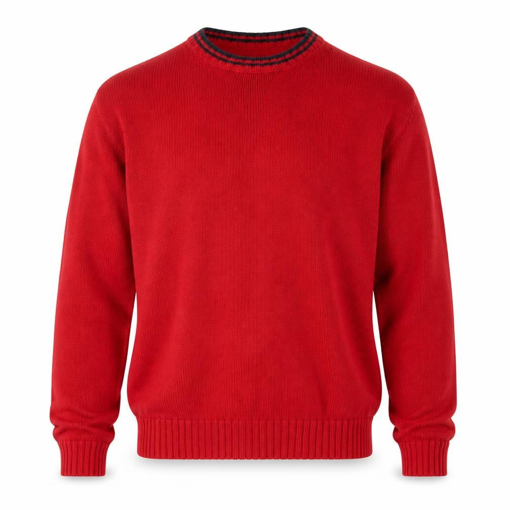 Marks & Spencer Men's Red Cotton Crew Neck Jumper Medium