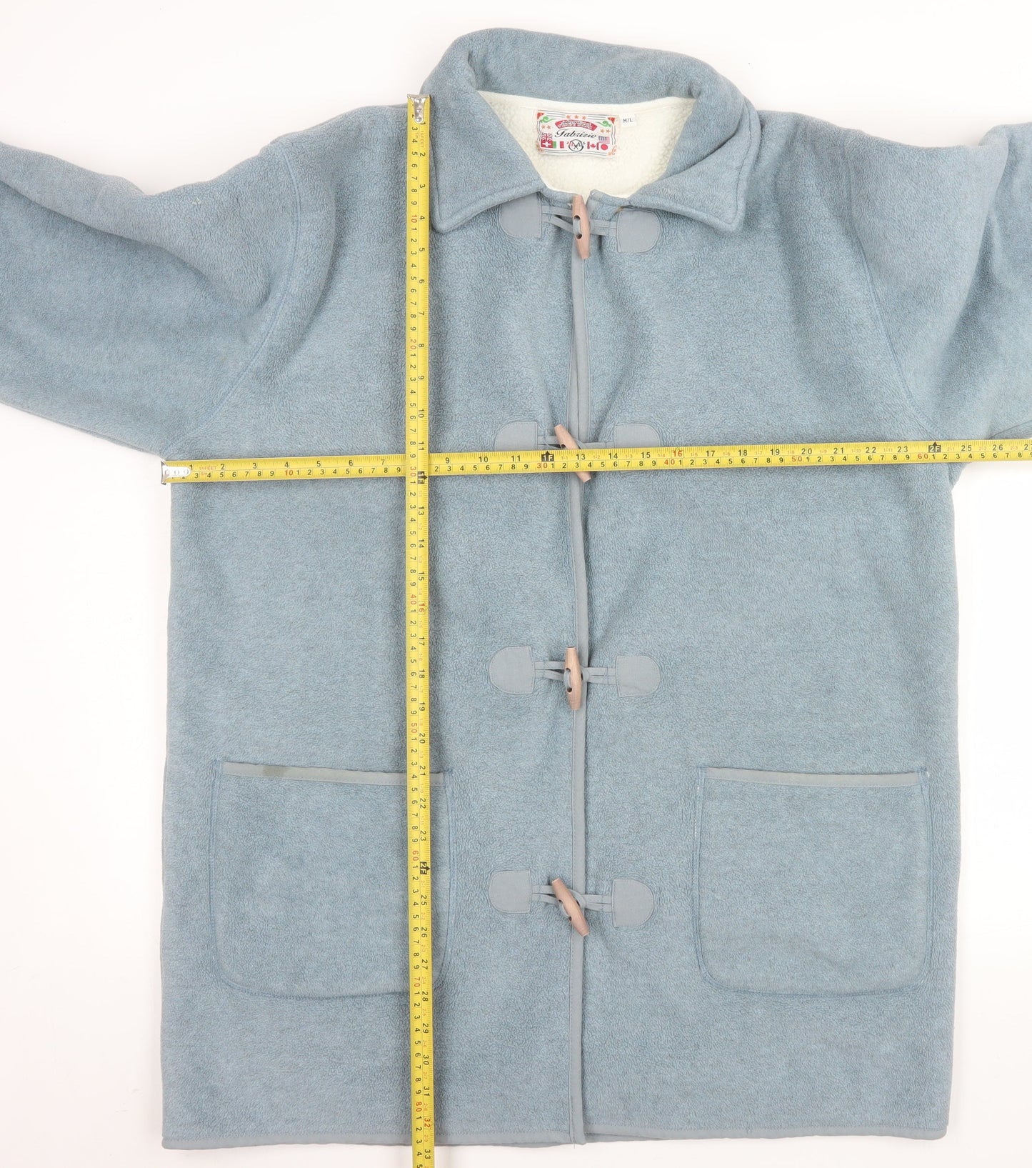 Fabrizio Women Blue Mid-Length Fleece Toggle Coat M