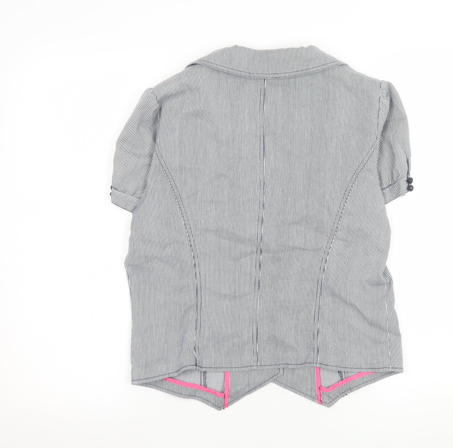 Debenhams Women Grey Pinstripe Short Sleeve Suit Top Size 14