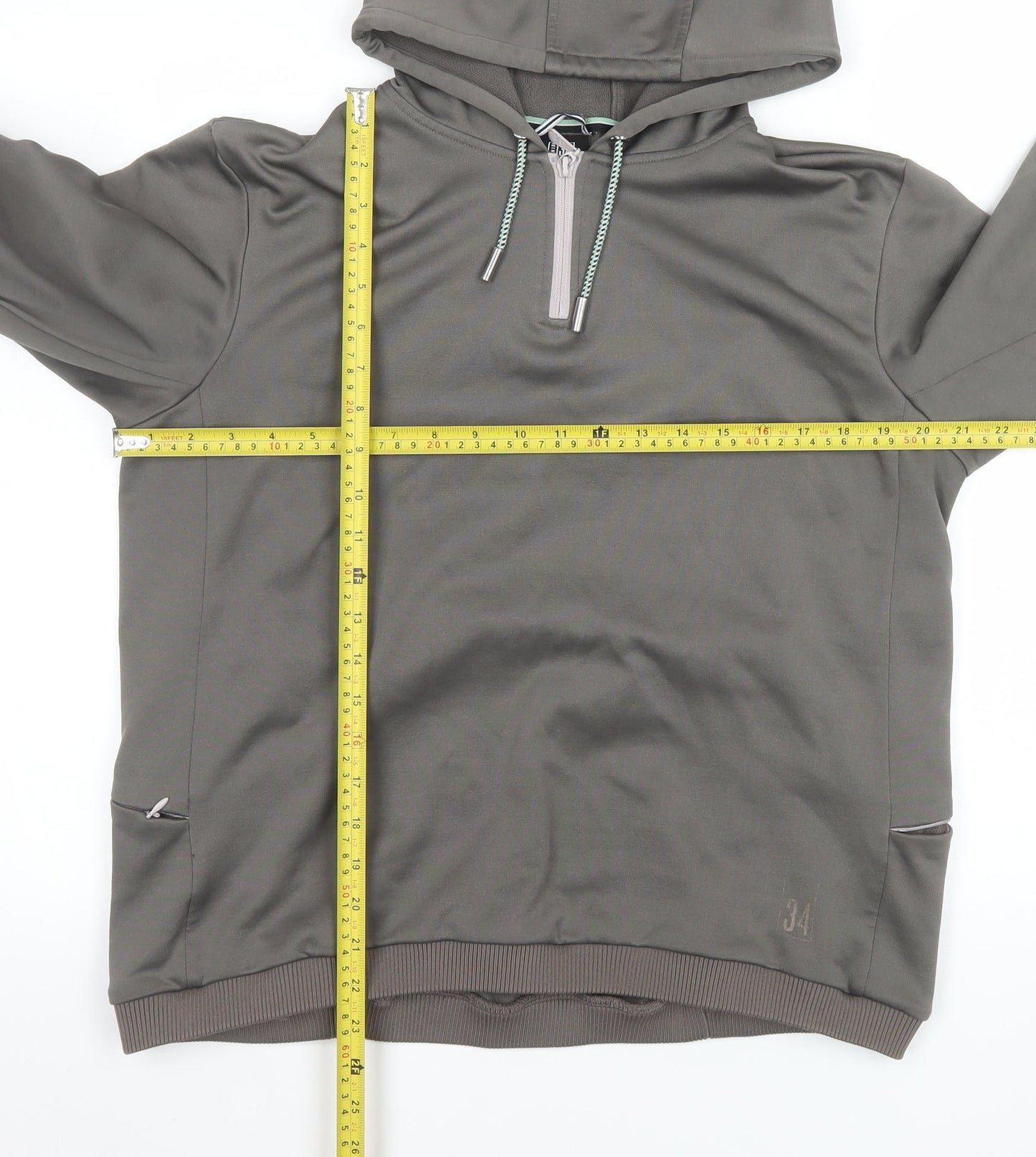 Union 34 Women's Grey 1/2 Zip Hooded Sweatshirt XL Relaxed Fit