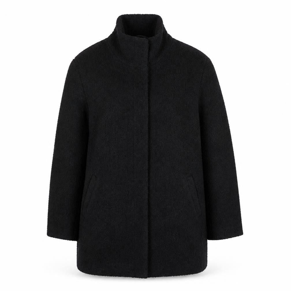 BHS Women’s Black Wool Blend Mid-Length Overcoat Size 14