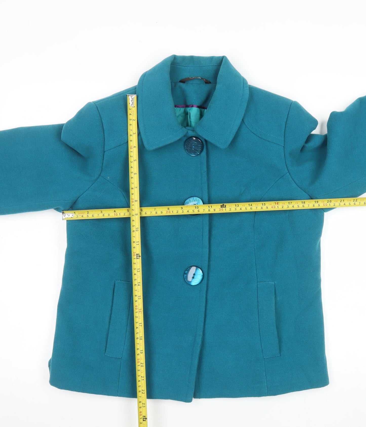 Bm Women Blue Short Button-Up Lined Jacket Size 12