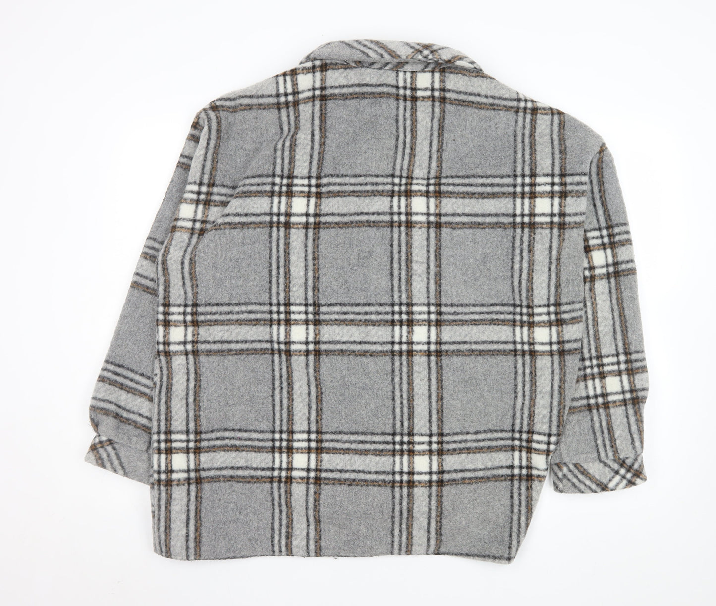 Missguided Women Grey Check Relaxed Button Jacket Size 14
