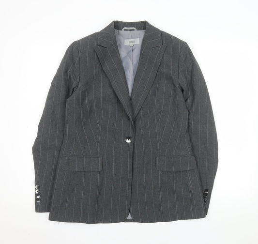 Marks and Spencer Womens Grey Pinstripe Single-Breasted Blazer UK 12