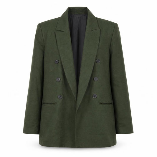 Tu Women Green Double-Breasted Blazer Size 10 Polyester Lined
