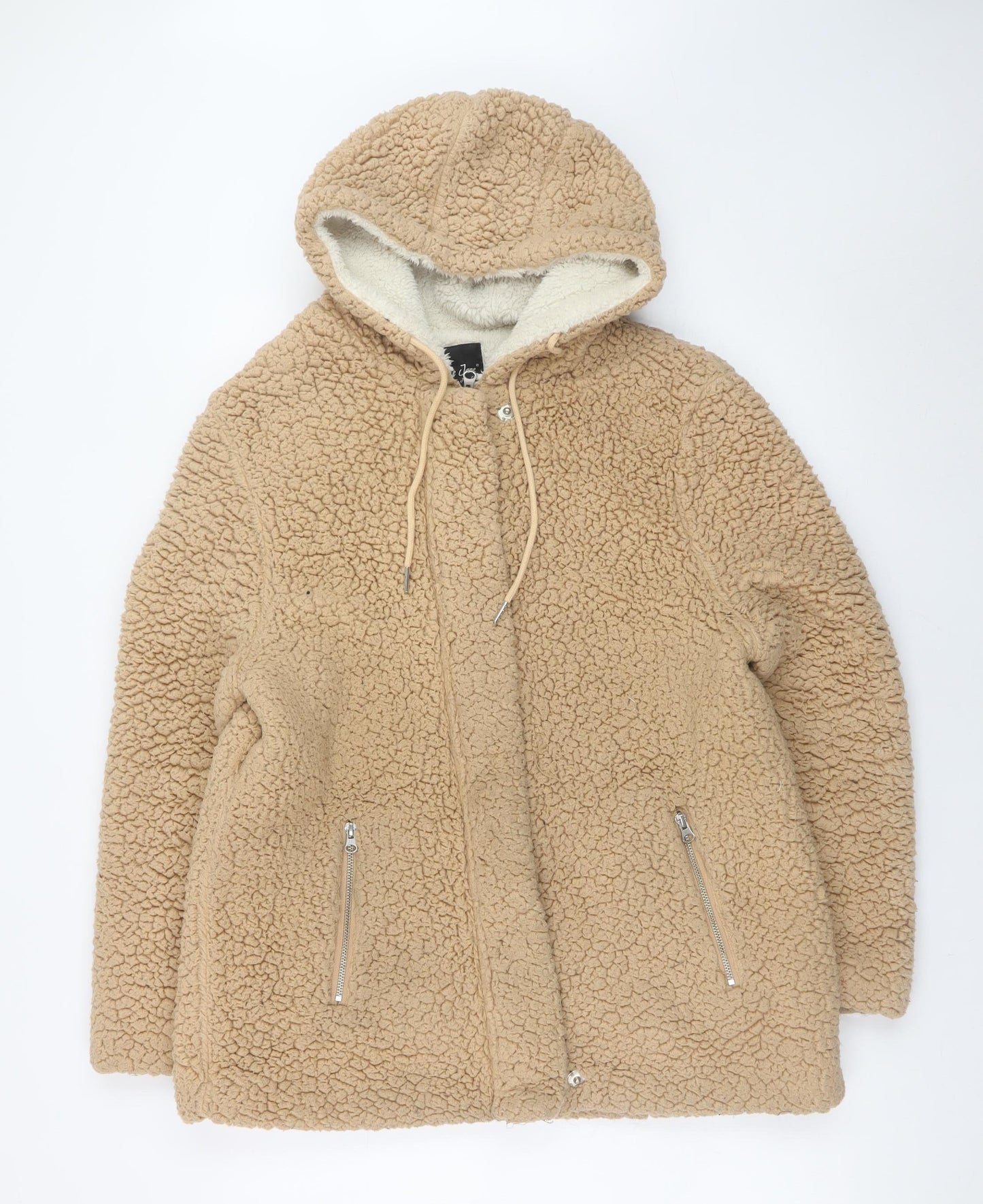 Me Jane Women’s Beige Faux Fur Hooded Jacket Size M
