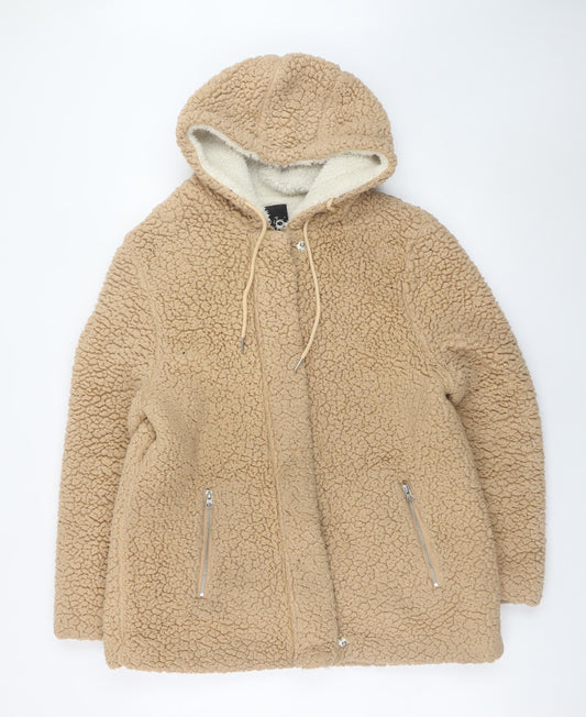 Me Jane Women’s Beige Faux Fur Hooded Jacket Size M