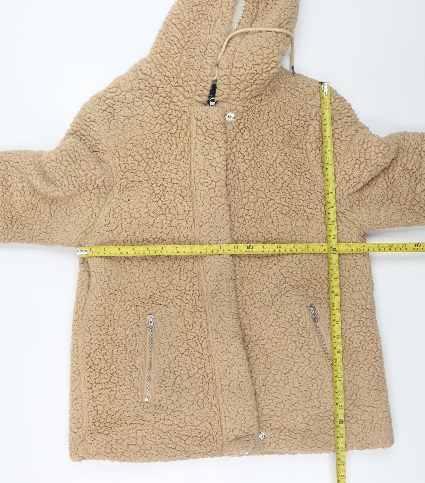 Me Jane Women’s Beige Faux Fur Hooded Jacket Size M