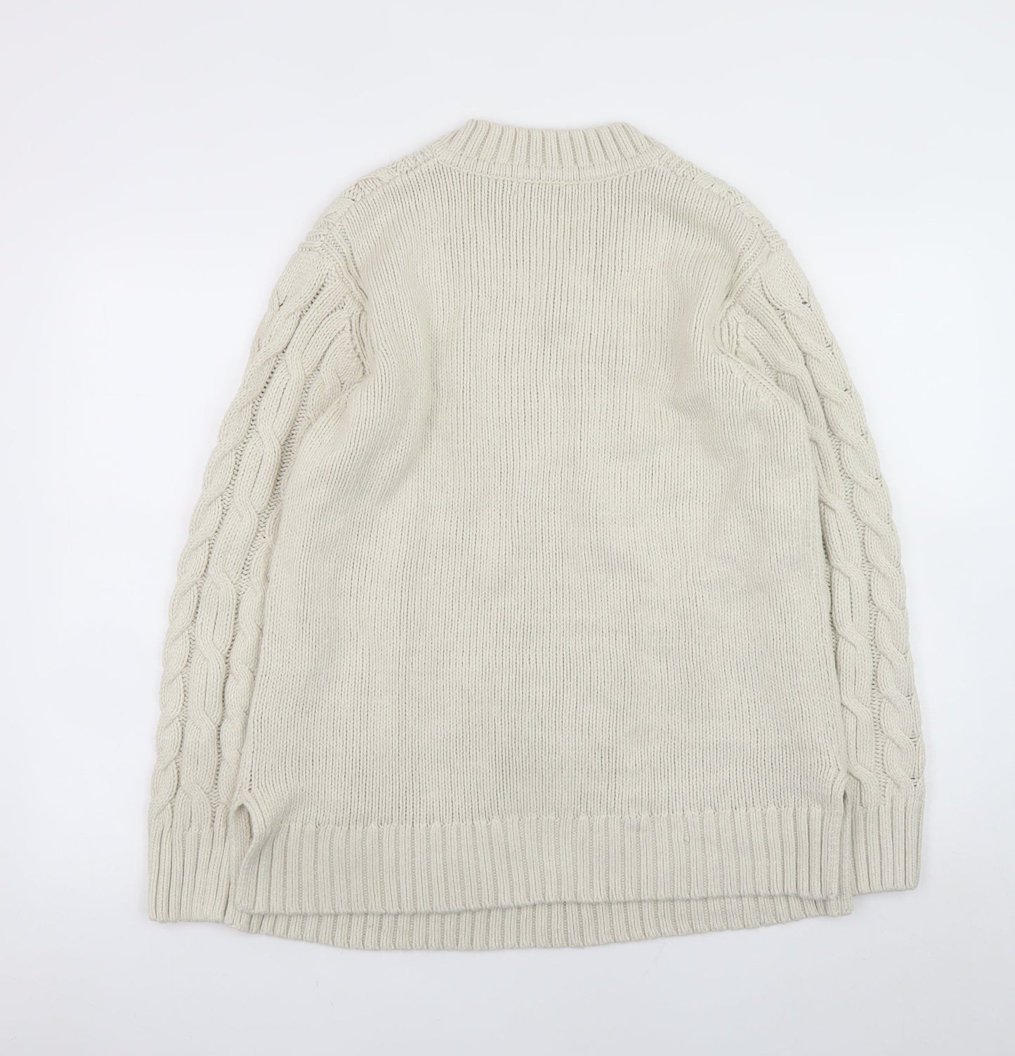 Marks and Spencer Men’s Beige Cable-Knit V-Neck Jumper Medium