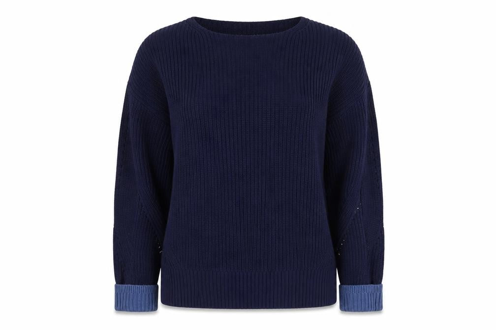 White Stuff Women's Blue Cotton Crew Neck Long Sleeve Jumper UK 14