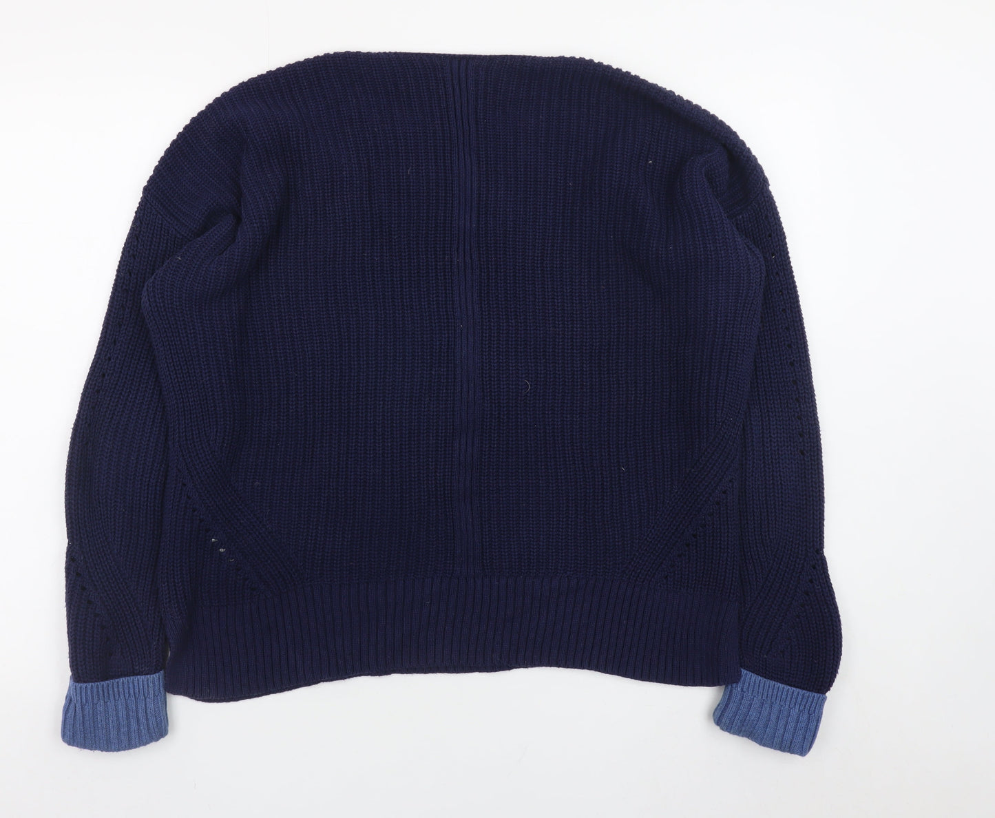 White Stuff Women's Blue Cotton Crew Neck Long Sleeve Jumper UK 14