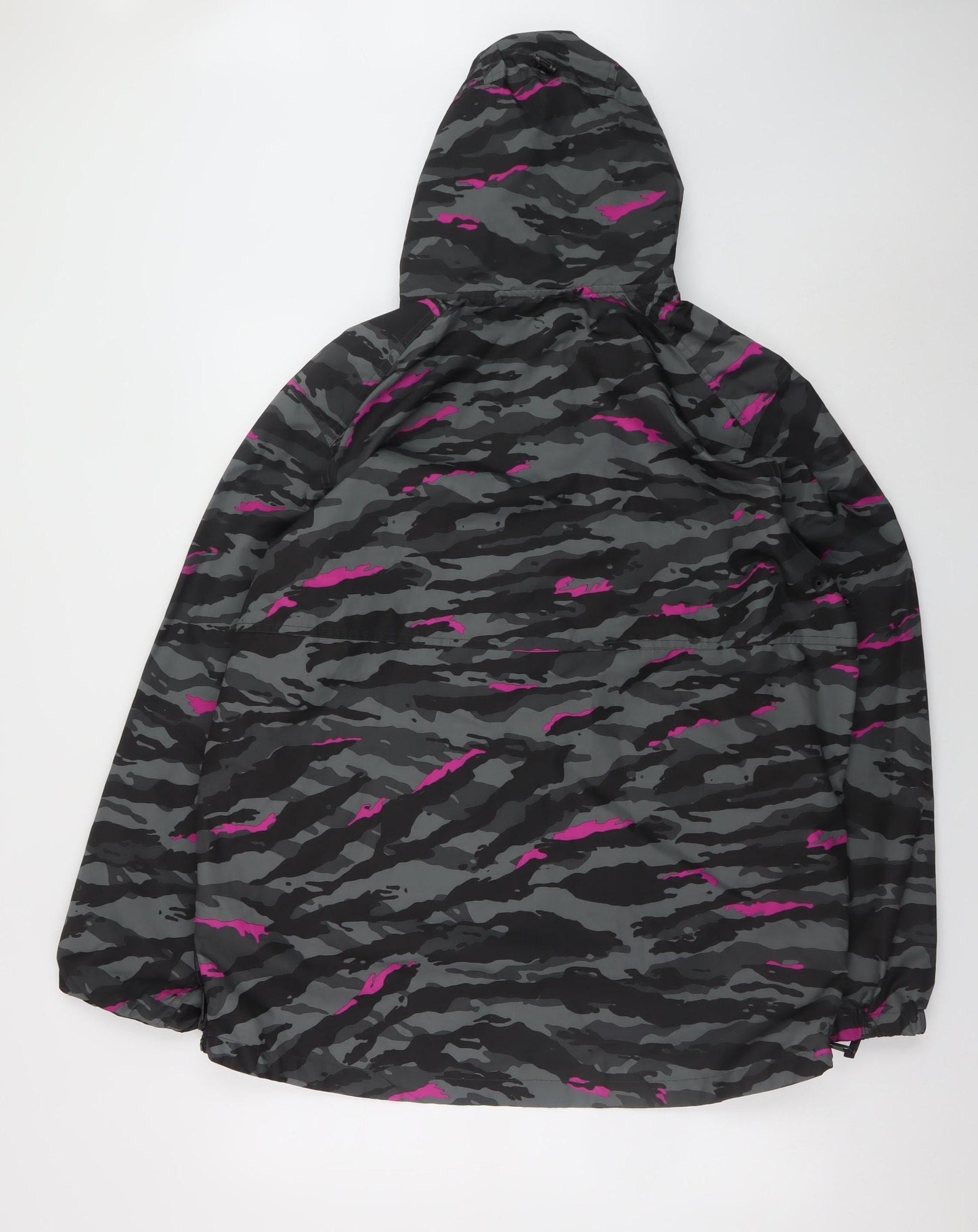 H&M Sport Women's Grey Camo Hooded Anorak Jacket Size 16