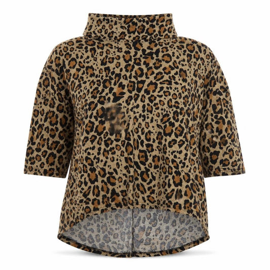 Front view of Roman Women Brown Leopard Roll Neck Relaxed Fit Jumper M