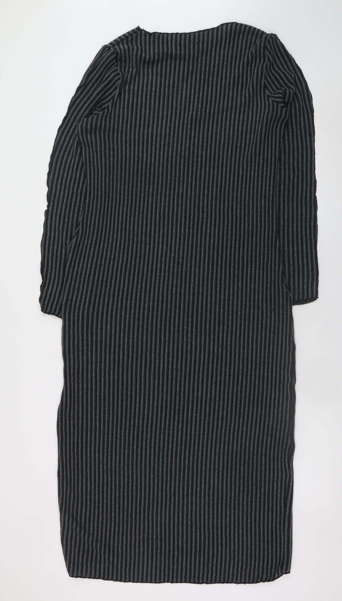 Boohoo Women’s Grey Striped Bodycon Knit Dress Size 16