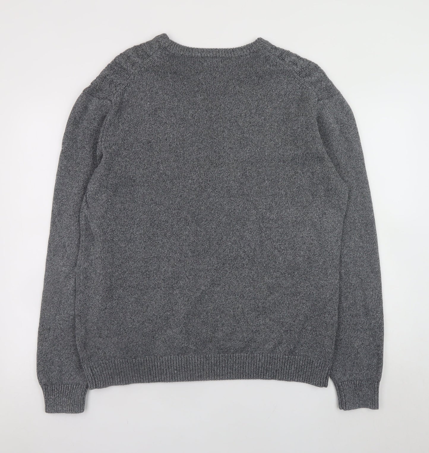 Gap Men's Grey Cable-Knit Cotton Crew Neck Jumper XL