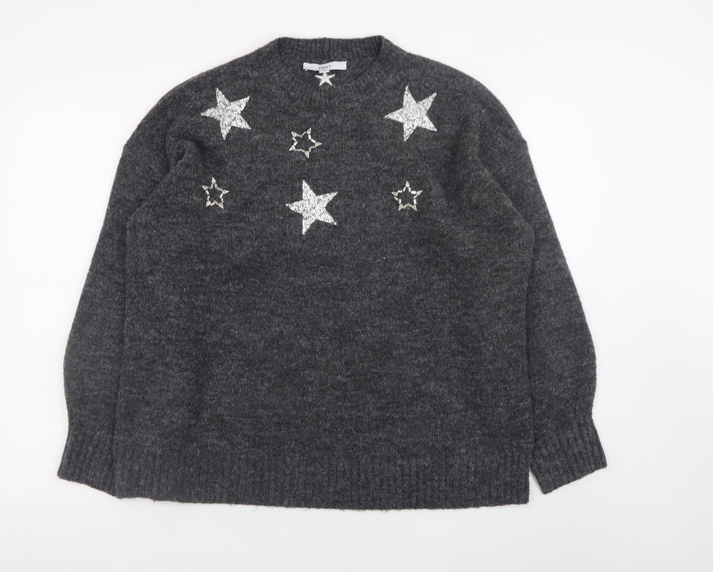 Next Women’s Grey Star Embellished Pullover Jumper Size L