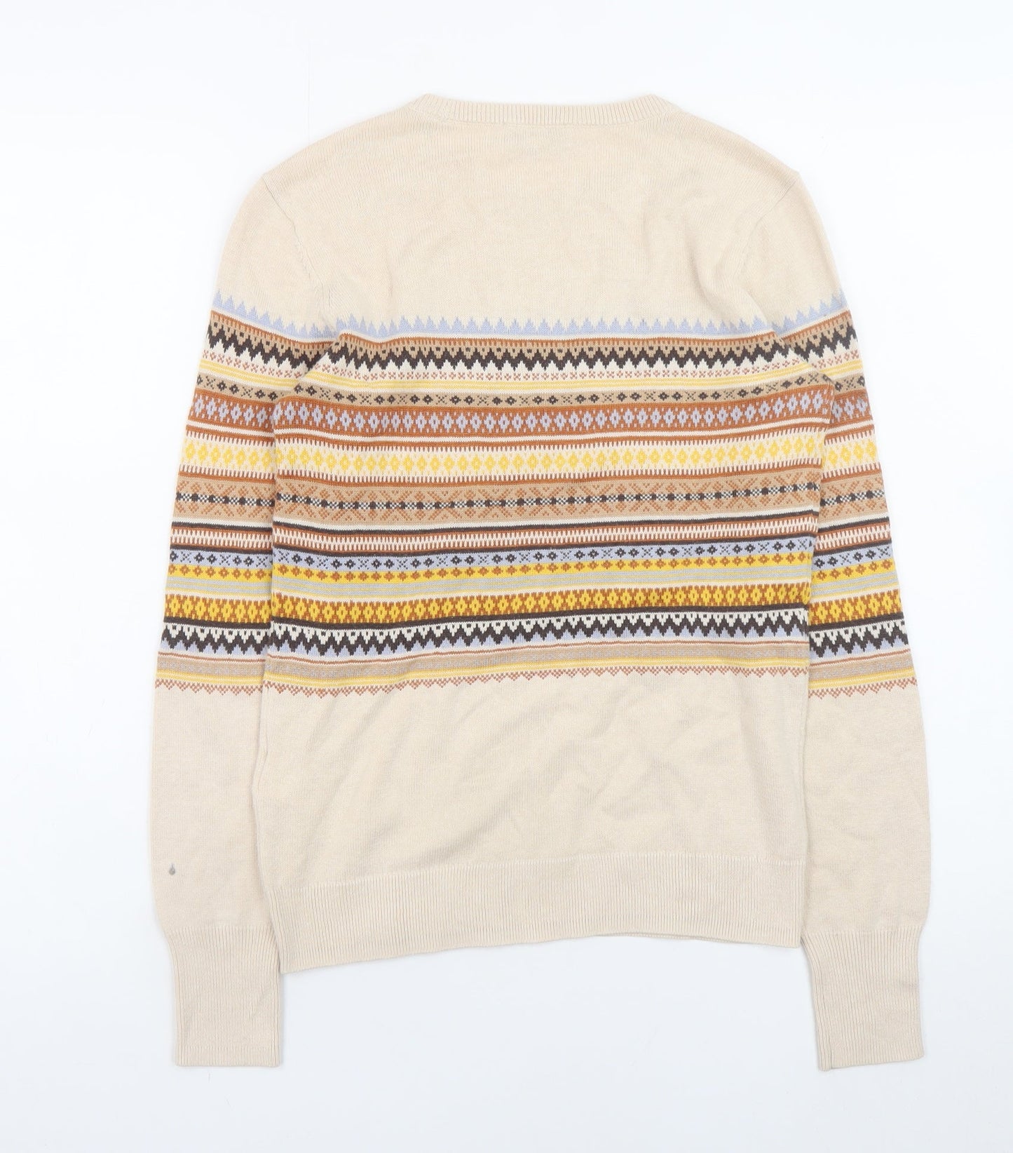 Warehouse Women’s Beige Fair Isle Knit Jumper Size 8