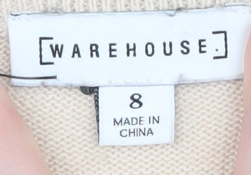 Warehouse Women’s Beige Fair Isle Knit Jumper Size 8