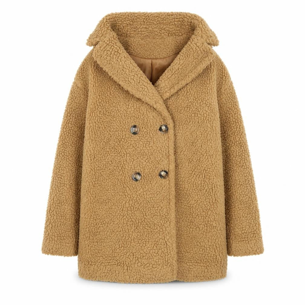 Covent Garden Womens Beige Size 10 Lined Teddy Pea Coat