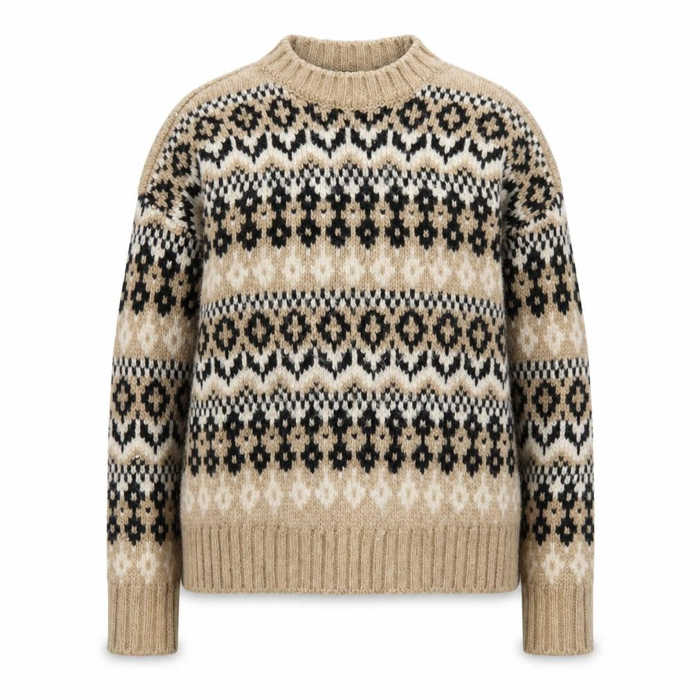 Marks & Spencer Women’s Beige Fair Isle Knit Jumper XS