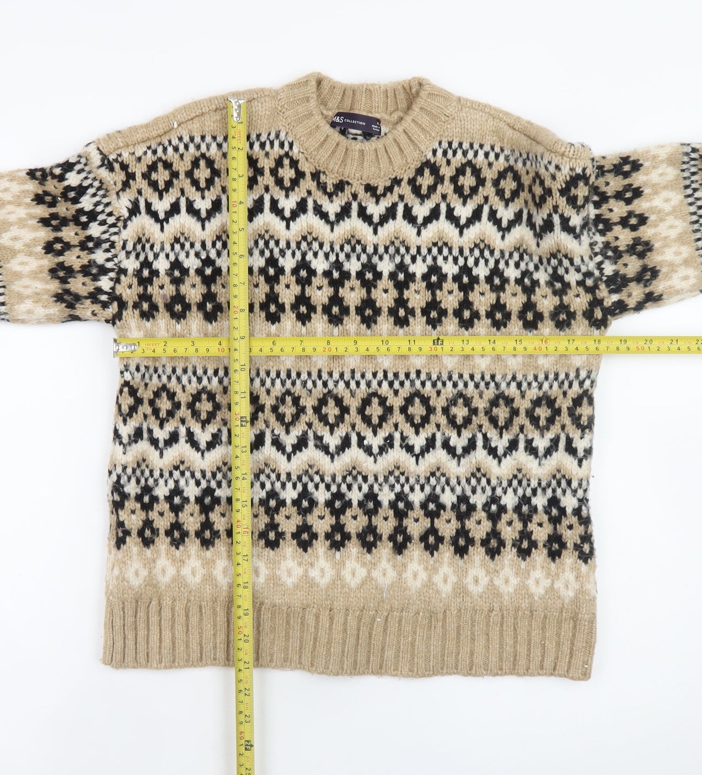 Marks and Spencer Women’s Beige Fair Isle Knit Jumper XS