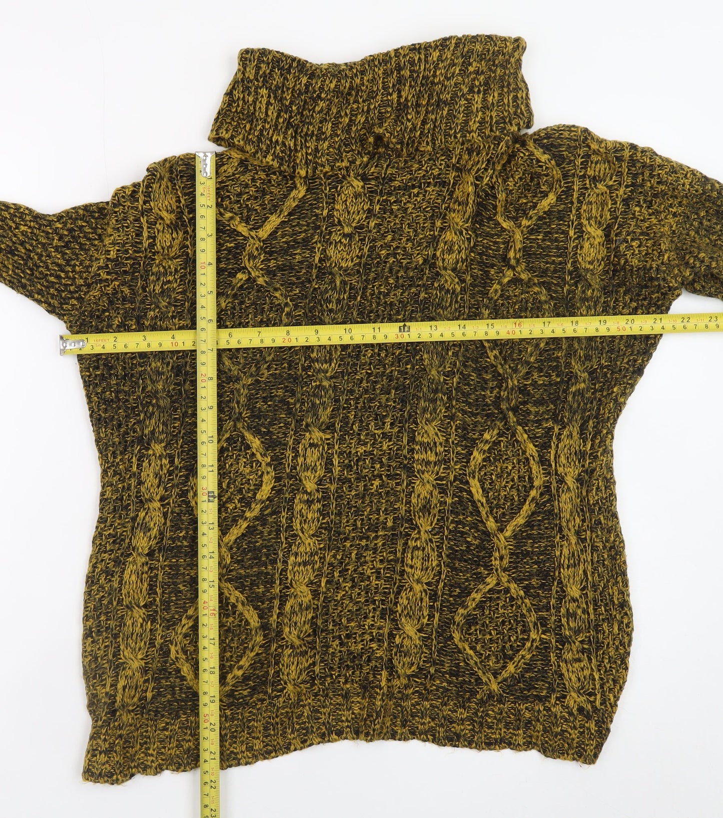 Bassini Women's Brown Roll Neck Chunky-Knit Wool Blend Jumper S