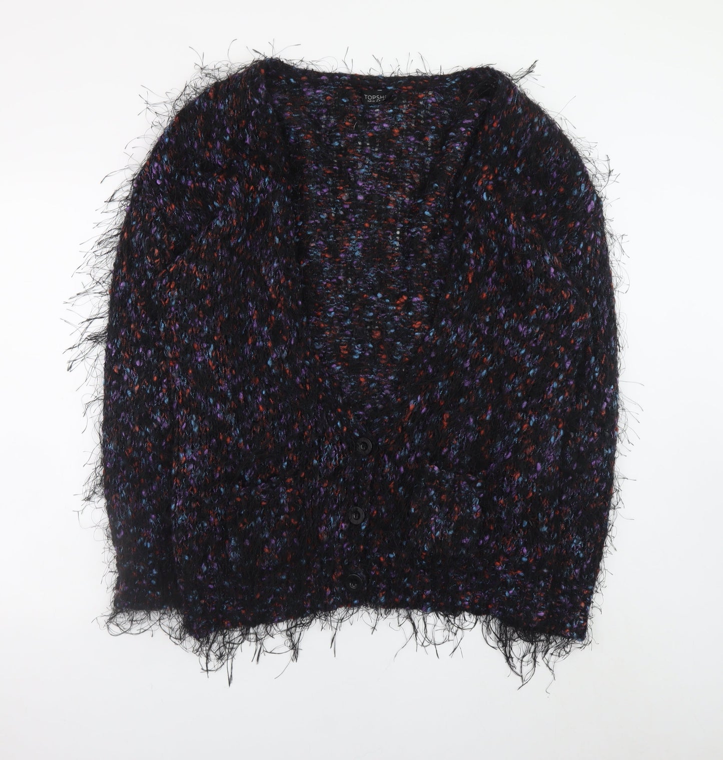 Topshop Women’s Multicoloured Mohair Blend Chunky Knit Cardigan Size 12