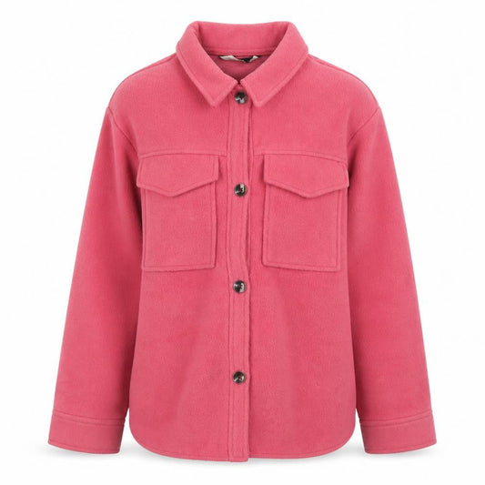 F&F Womens Pink Fleece Button Up Shacket Small Long Sleeve Casual