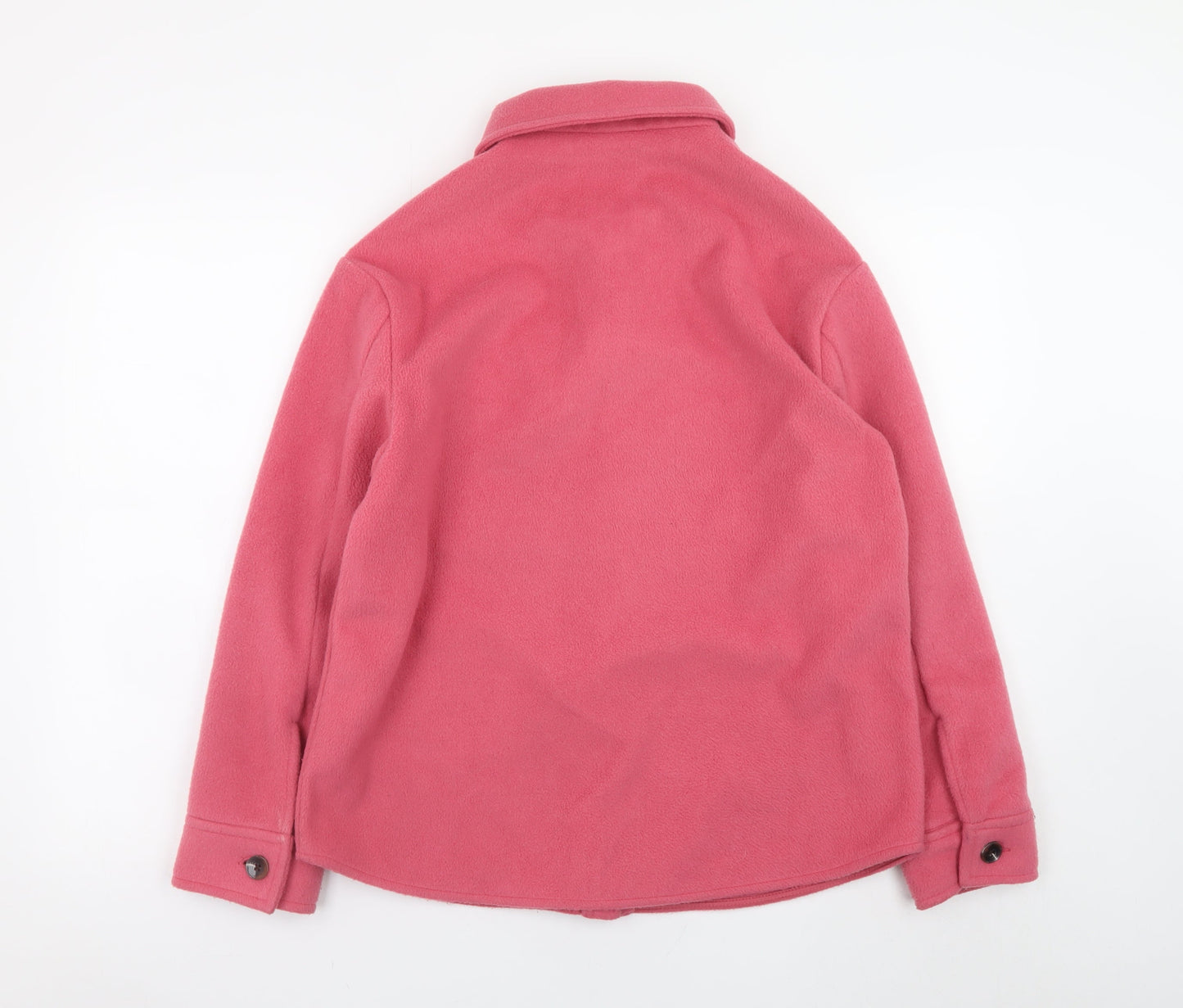 F&F Womens Pink Fleece Button Up Shacket Small Long Sleeve Casual