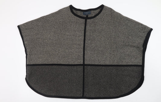 Viyella Petites Grey Merino Wool Cape Women’s M/L Relaxed Knit Jumper