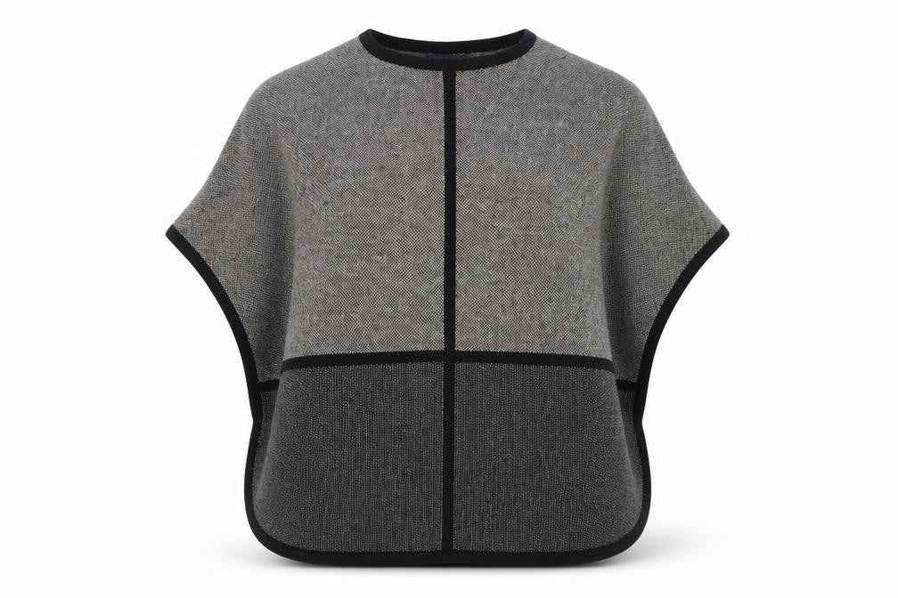 Viyella Petites Grey Merino Wool Cape Women’s M/L Relaxed Knit Jumper