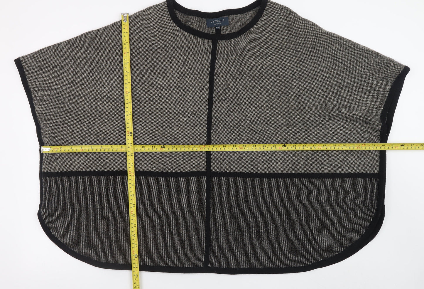 Viyella Petites Grey Merino Wool Cape Women’s M/L Relaxed Knit Jumper