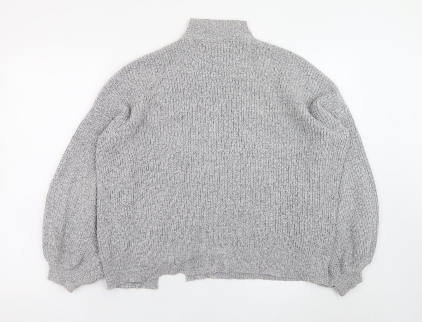 Miss Selfridge Womens Grey Mock Neck Ribbed Knit Jumper Size 8
