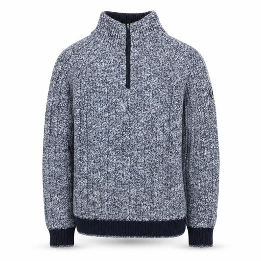 Cape Horn Men's Blue XL Cable-Knit Half Zip Wool Angora Jumper