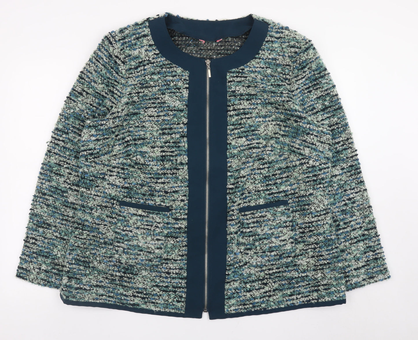 Julipa Womens Green Tweed Zip Up Jacket Size 22