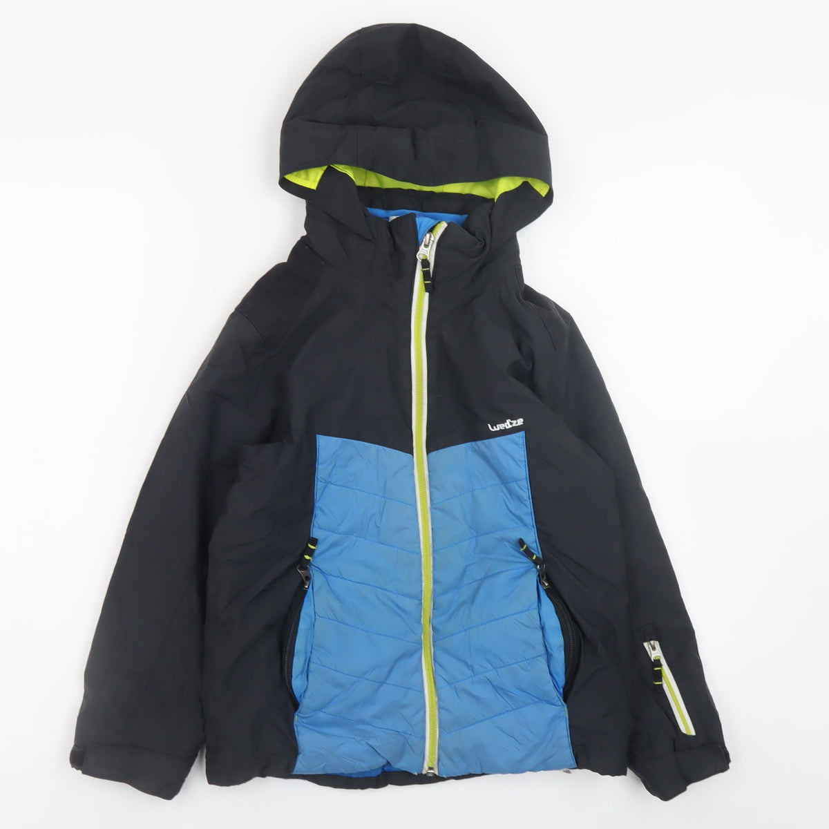 Wedze Boys Blue Black Ski Jacket 8 Years Hooded Insulated Winter Coat