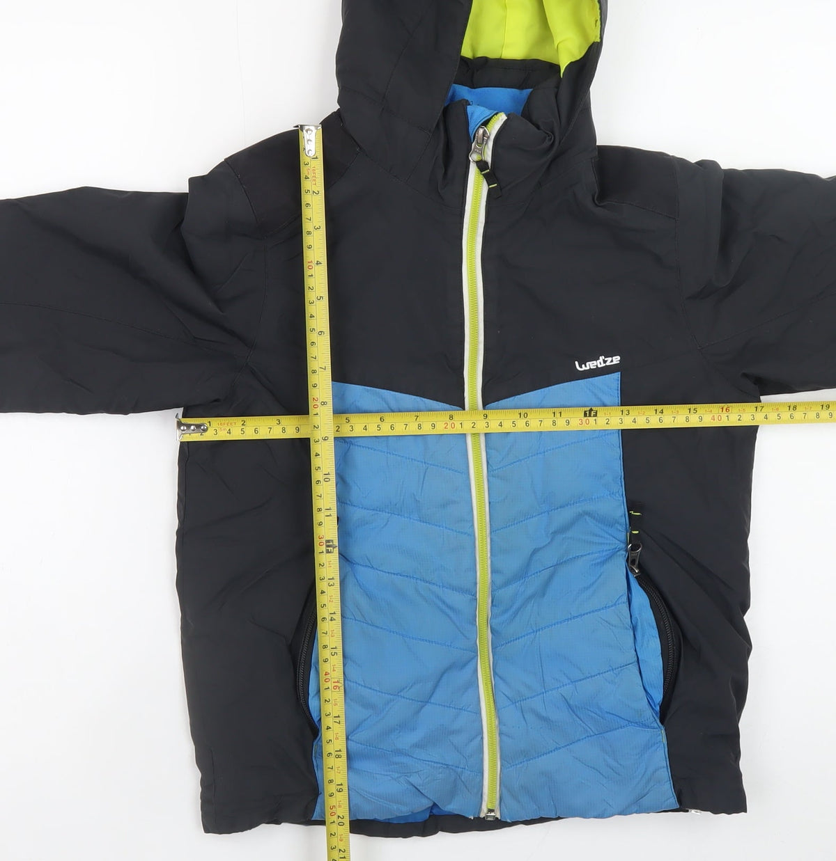 Wedze Boys Blue Black Ski Jacket 8 Years Hooded Insulated Winter Coat