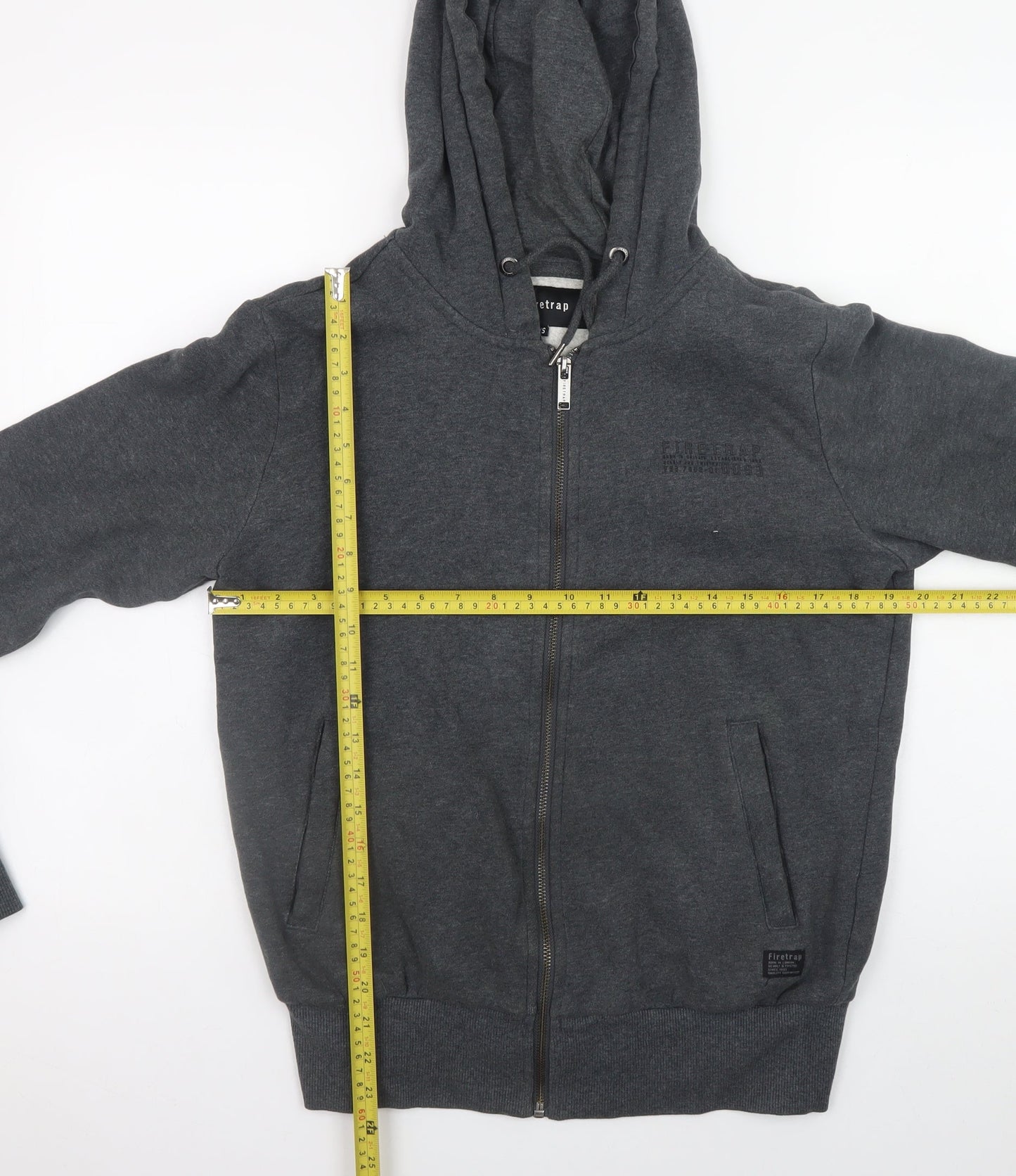 Firetrap Men's Grey Full Zip Hoodie XS Classic Fit