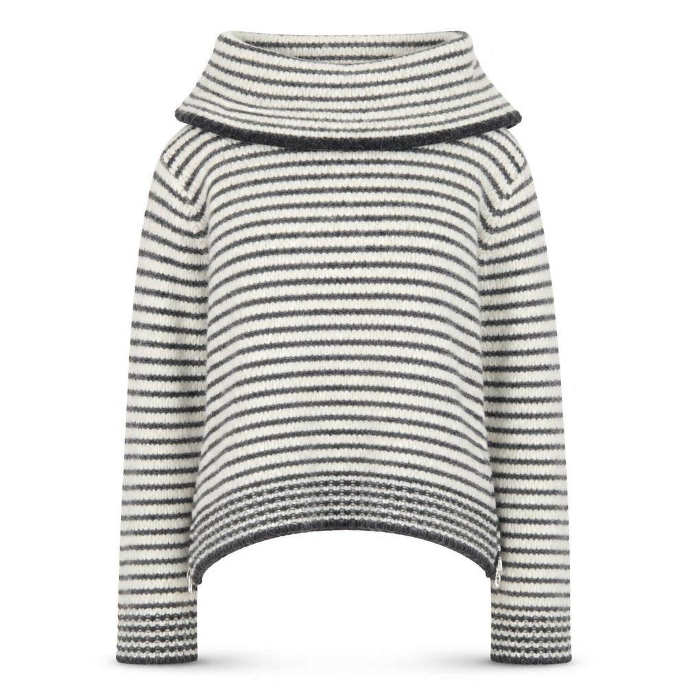 Topshop Women's Striped Cowl Neck Wool Blend Pullover Jumper Size 12