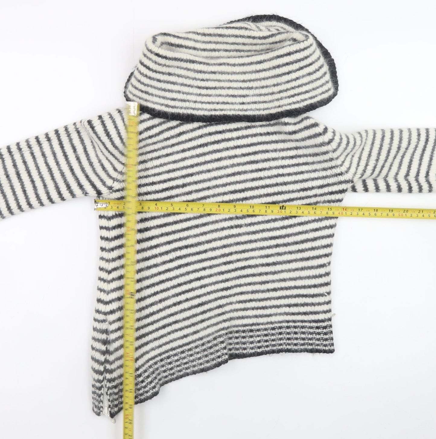 Topshop Women's Striped Cowl Neck Wool Blend Pullover Jumper Size 12