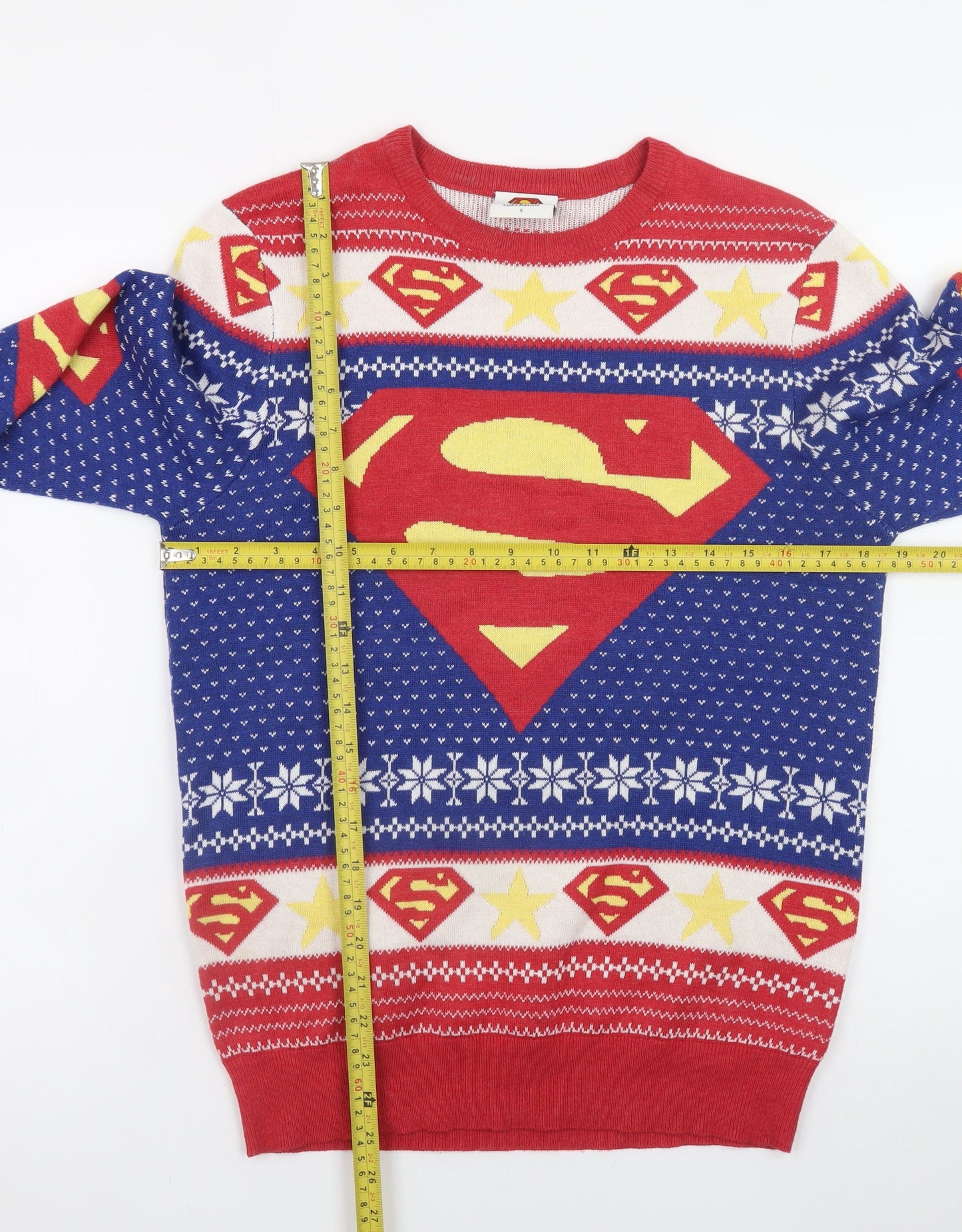 F&F Men's Multicoloured Superman Christmas Jumper Size S Pullover