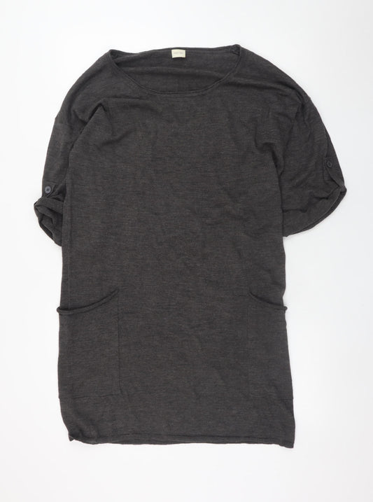 Poetry Women’s Grey Wool T-Shirt Dress UK 10 Short Sleeve Knit