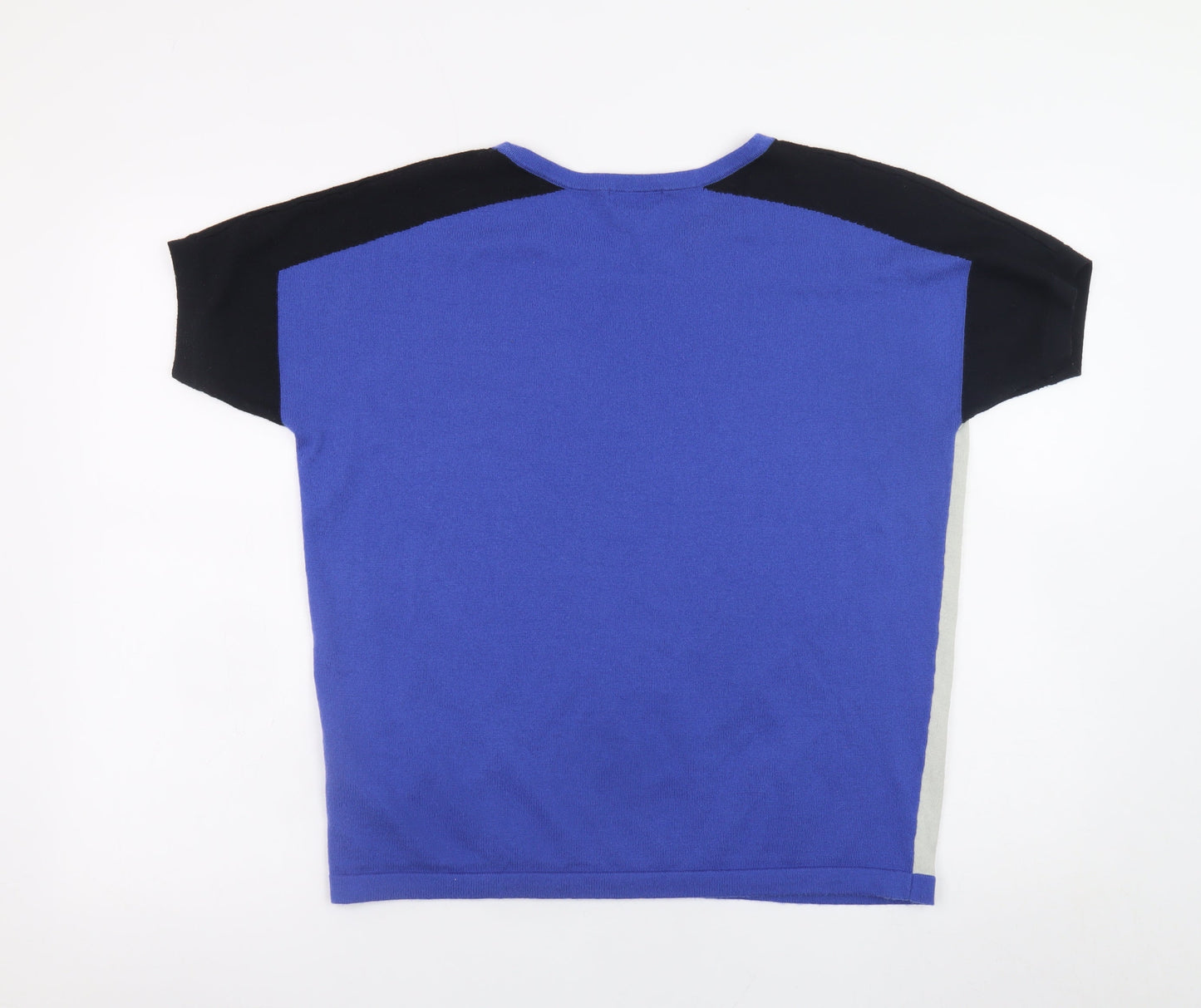 Mamas & Papas Women's Blue Geometric Knit Short Sleeve Jumper Size 10