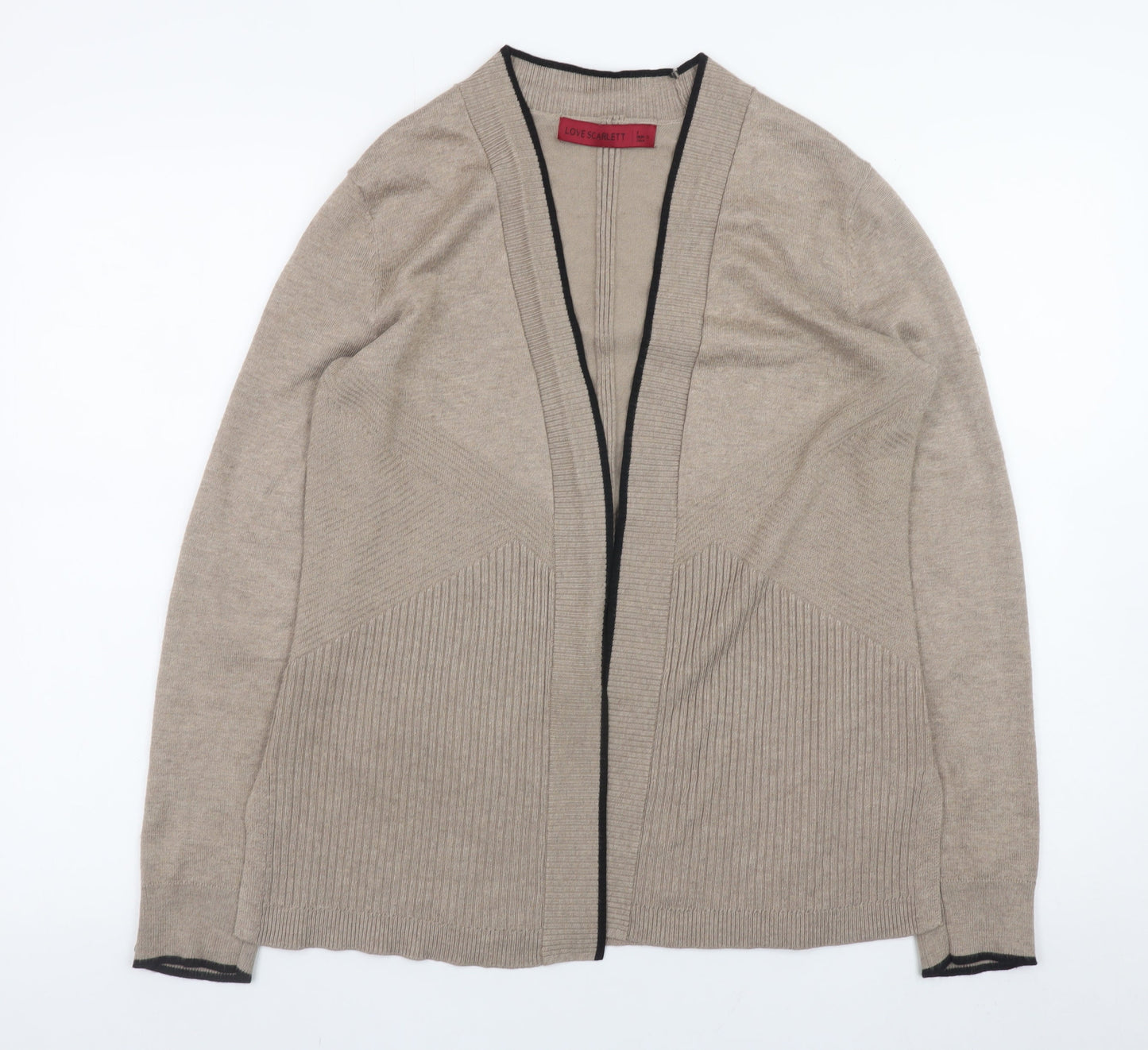 Love Scarlett Women Beige V-Neck Knit Cardigan Small